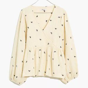 Madewell Women's Lightspun Peplum Wrap Top in Tiny Bows